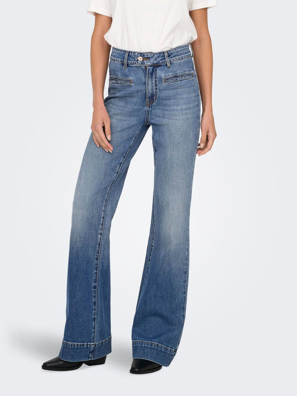 Jean Wide Leg Juicy Tiro Alto - Medium Blue Denim