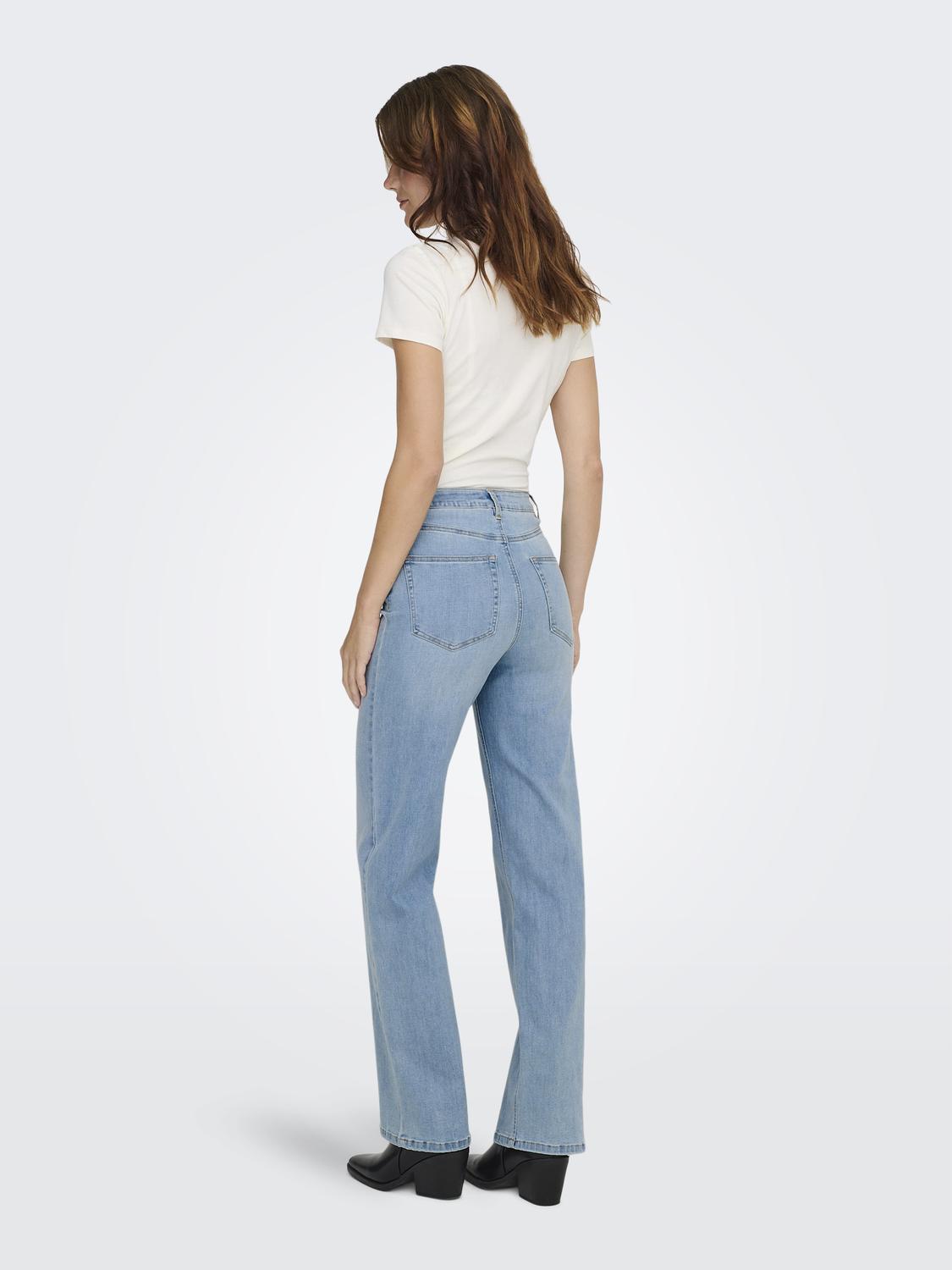 Jean Wide Leg Juicy-Wauw Tiro Alto - Light Blue Denim