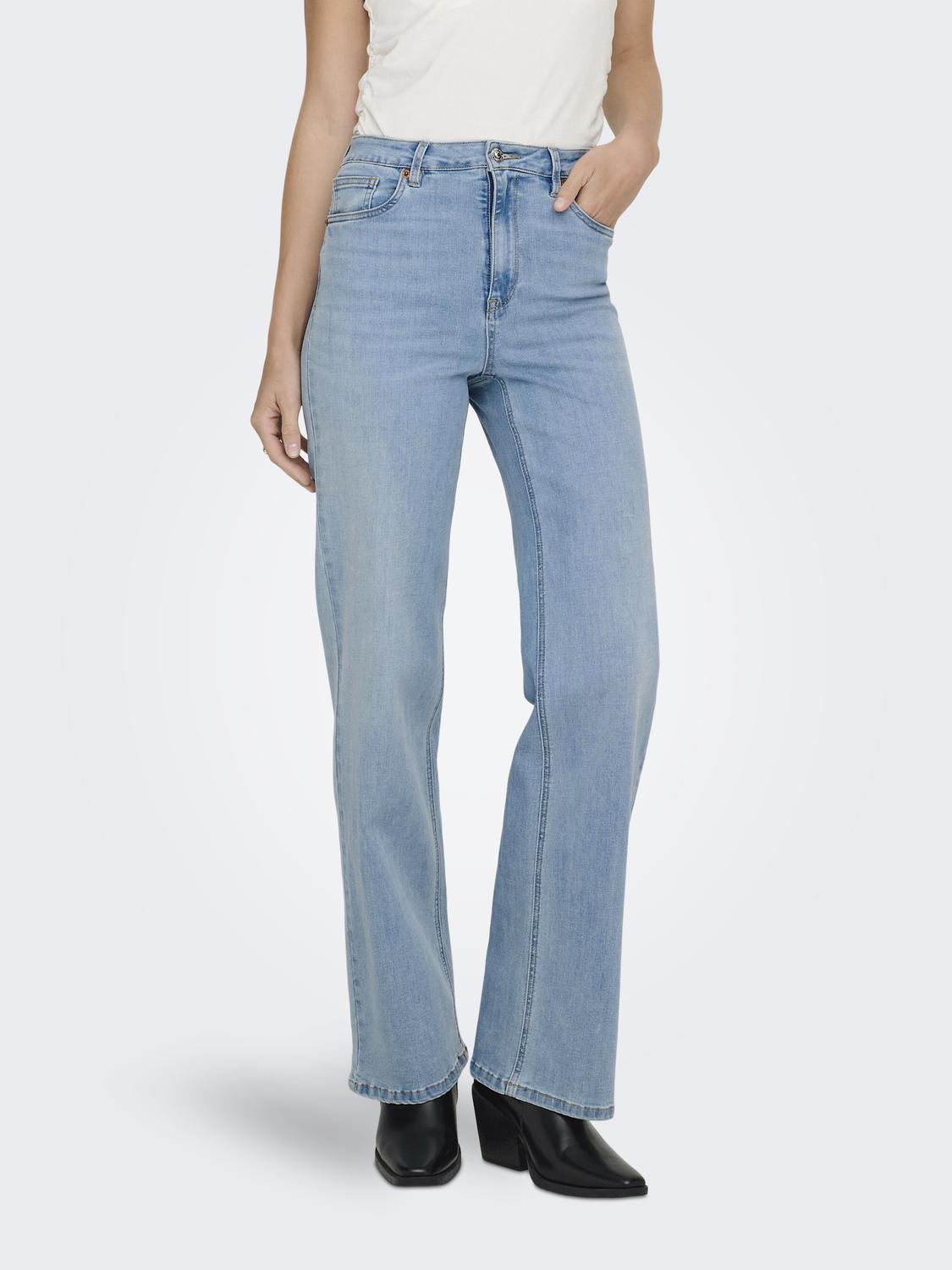 Jean Wide Leg Juicy-Wauw Tiro Alto - Light Blue Denim