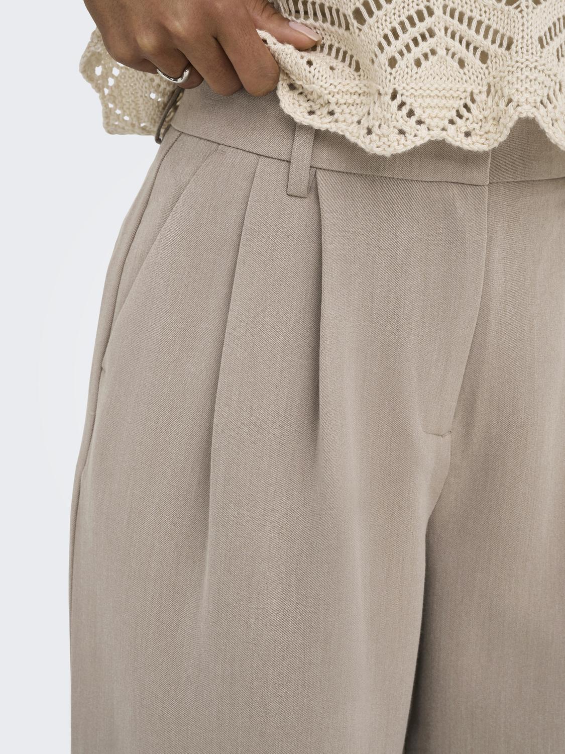 Pantalón Straight Hattie Tiro Alto - Taupe Gray