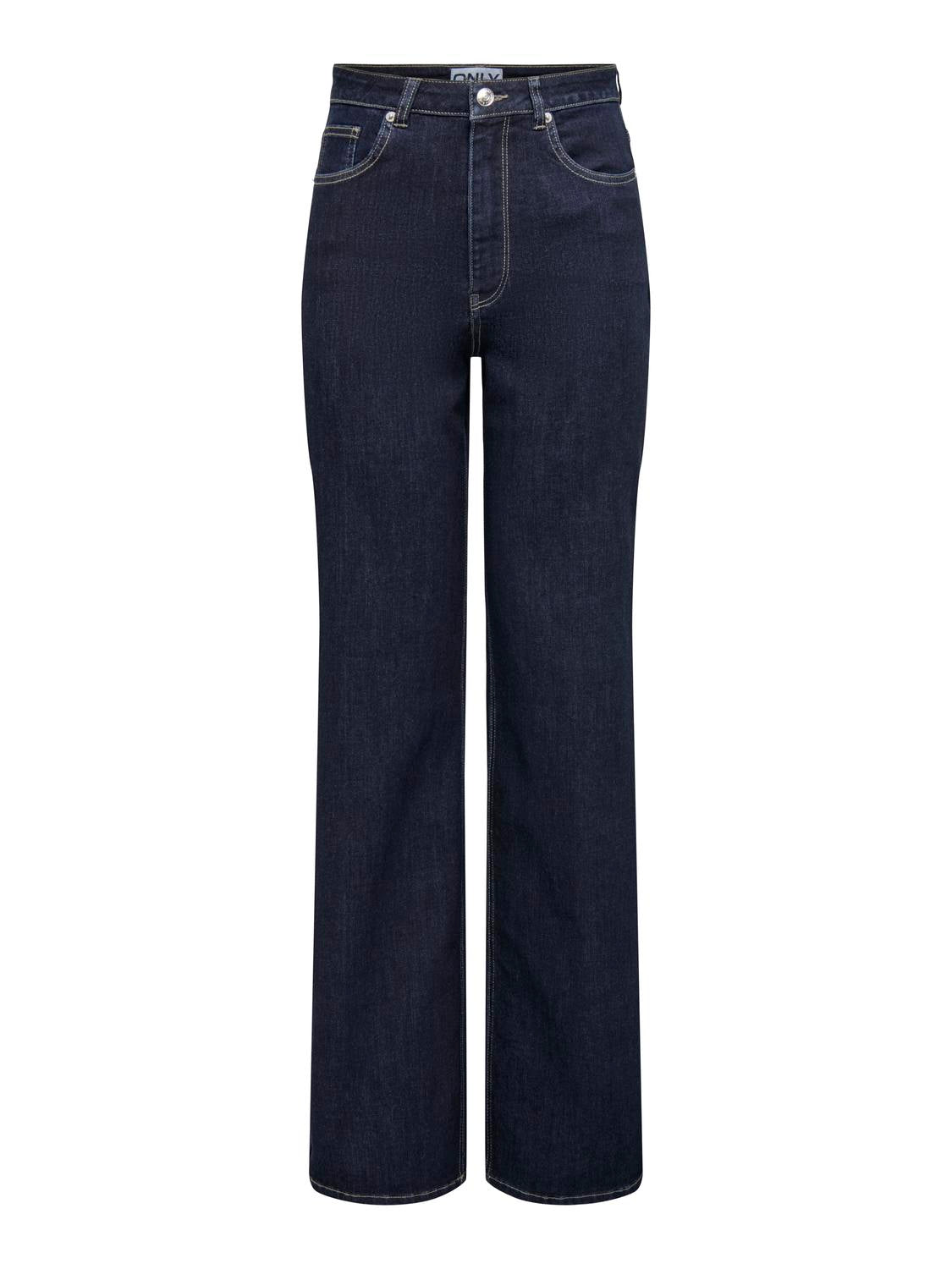 Jean Wide Leg Juicy-Wauw Tiro Alto - Dark Blue Denim