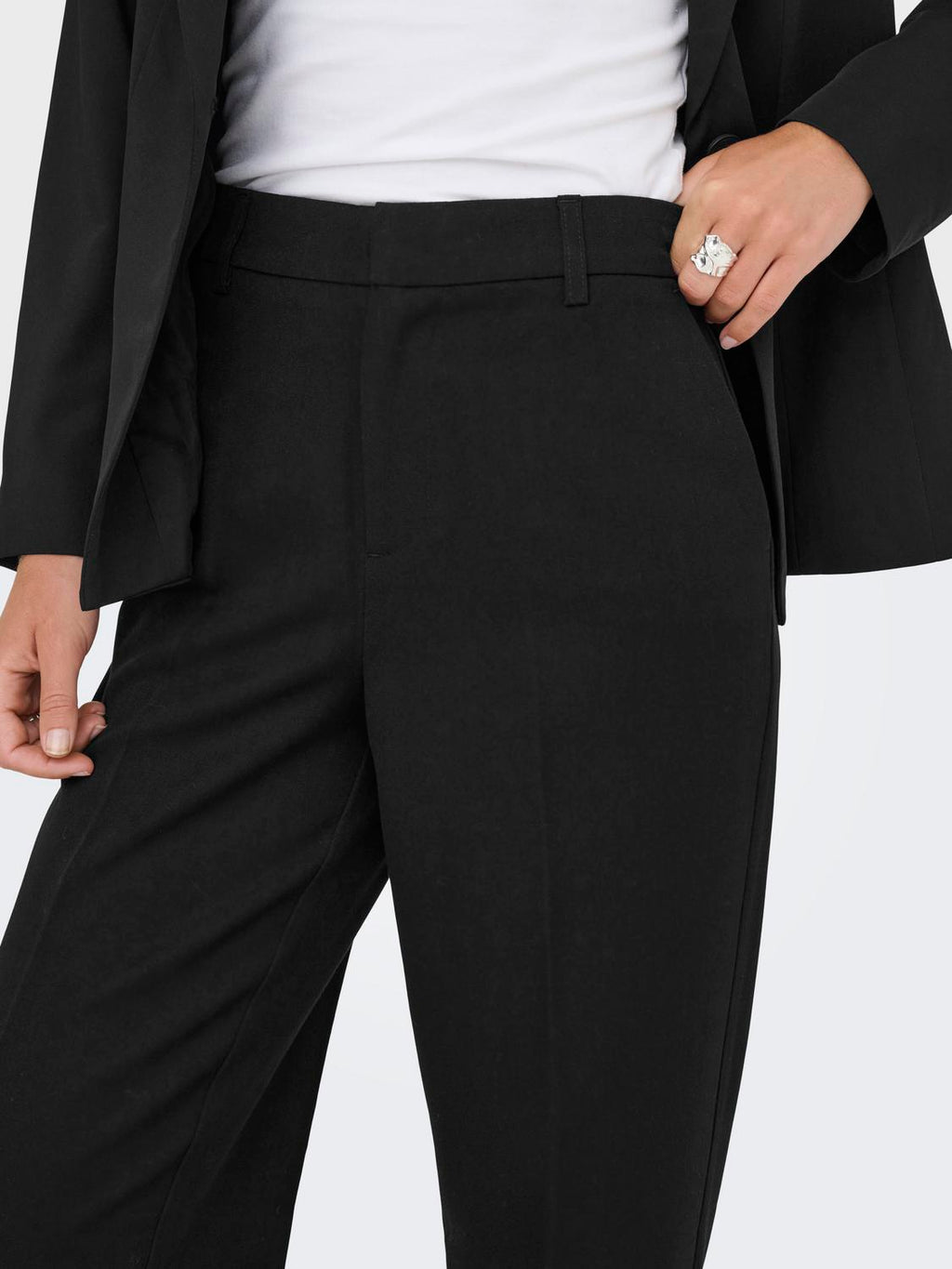 Pantalón Straight Hattie-Lana Tiro Alto W Mel - Black