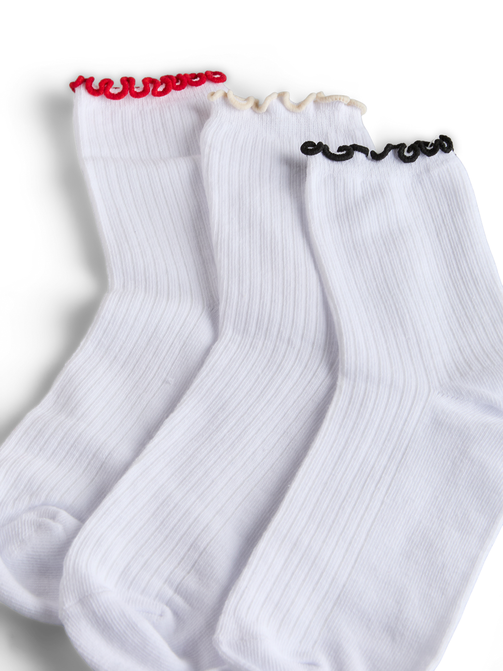 Medias Afia Contrast Frill Pack de 3 - Bright White