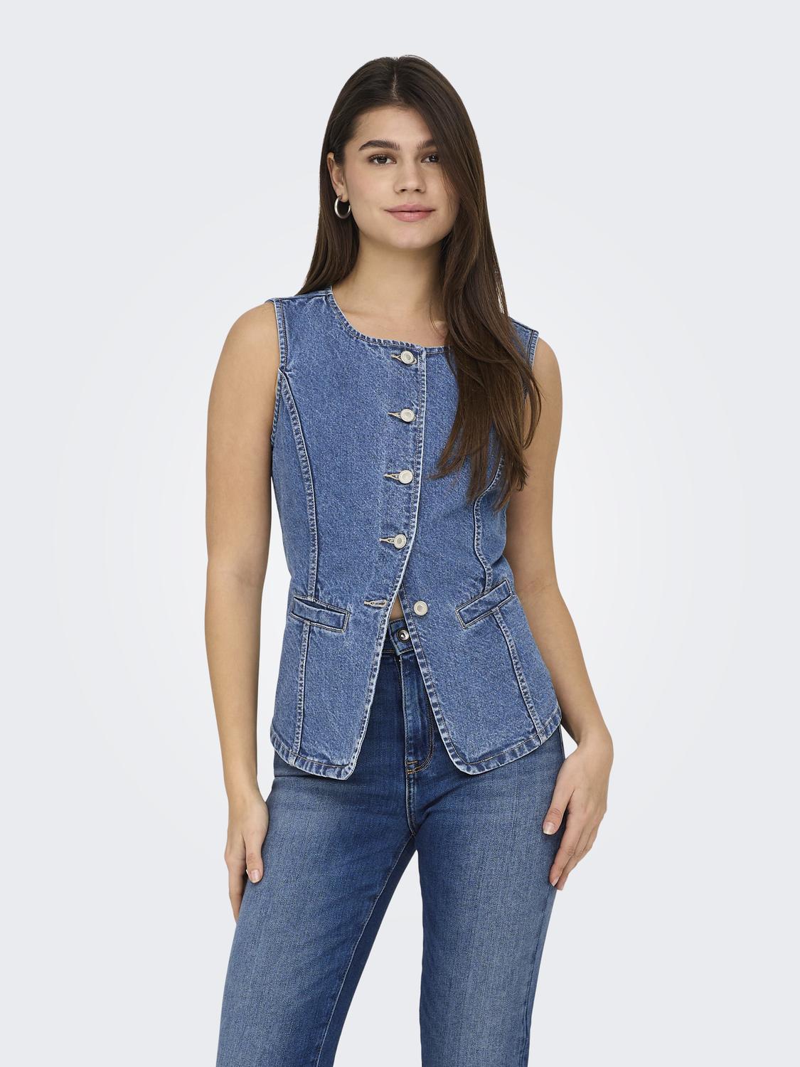 Chaleco Jean Giulina - Medium Blue Denim