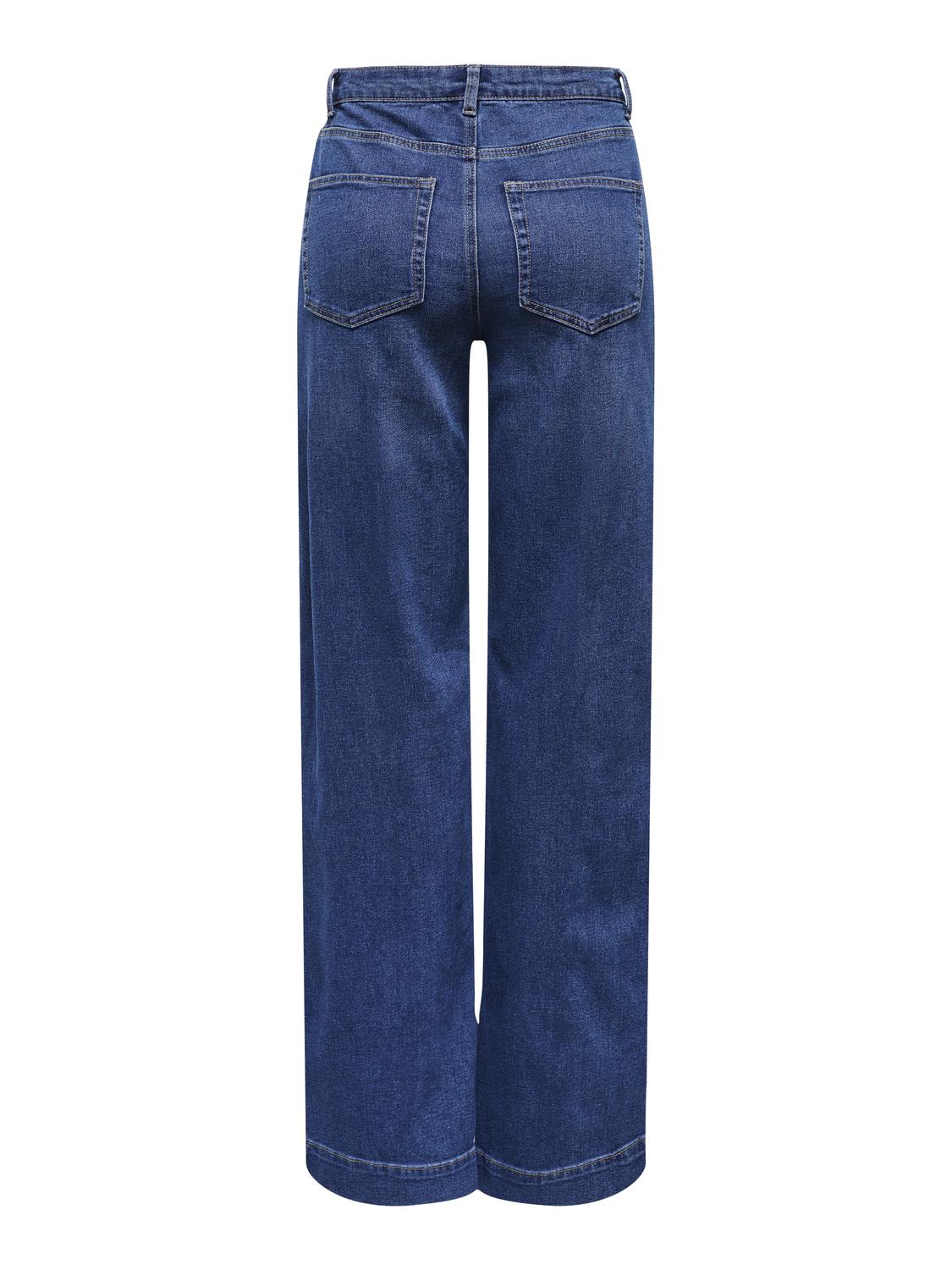 Jean Wide Leg Juicy Tiro Alto - Medium Blue Denim