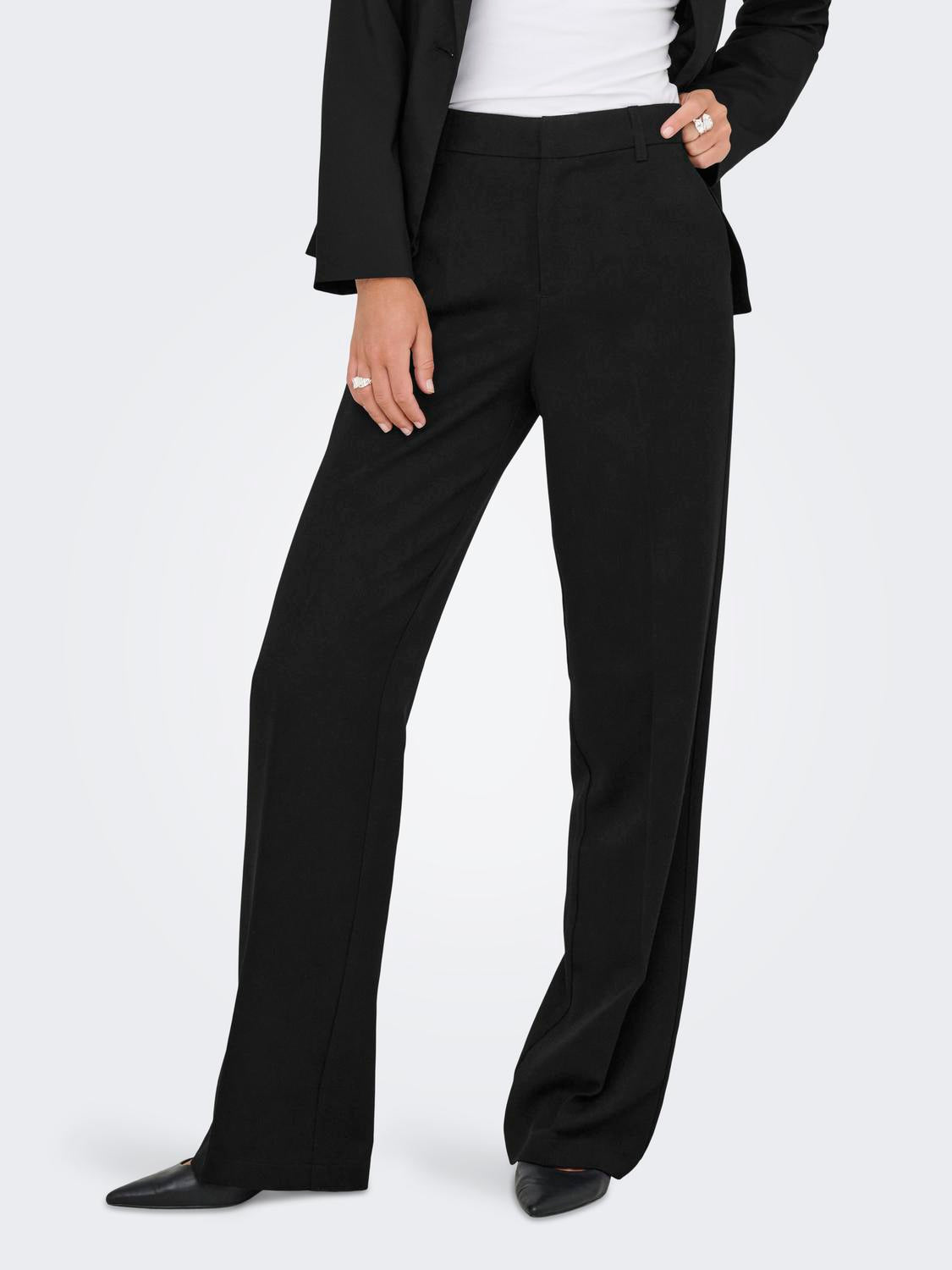 Pantalón Straight Hattie-Lana Tiro Alto W Mel - Black