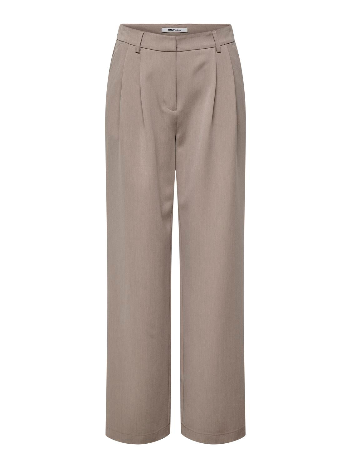 Pantalón Straight Hattie Tiro Alto - Taupe Gray