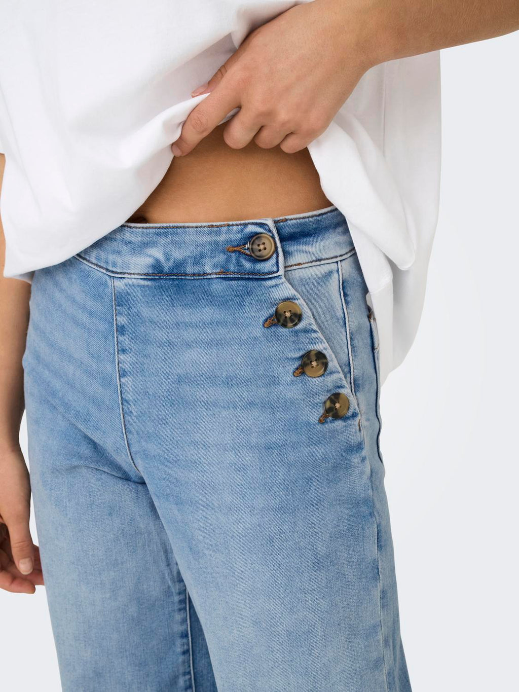 Jean Wide Leg Madison Tiro Alto - Light Blue Denim