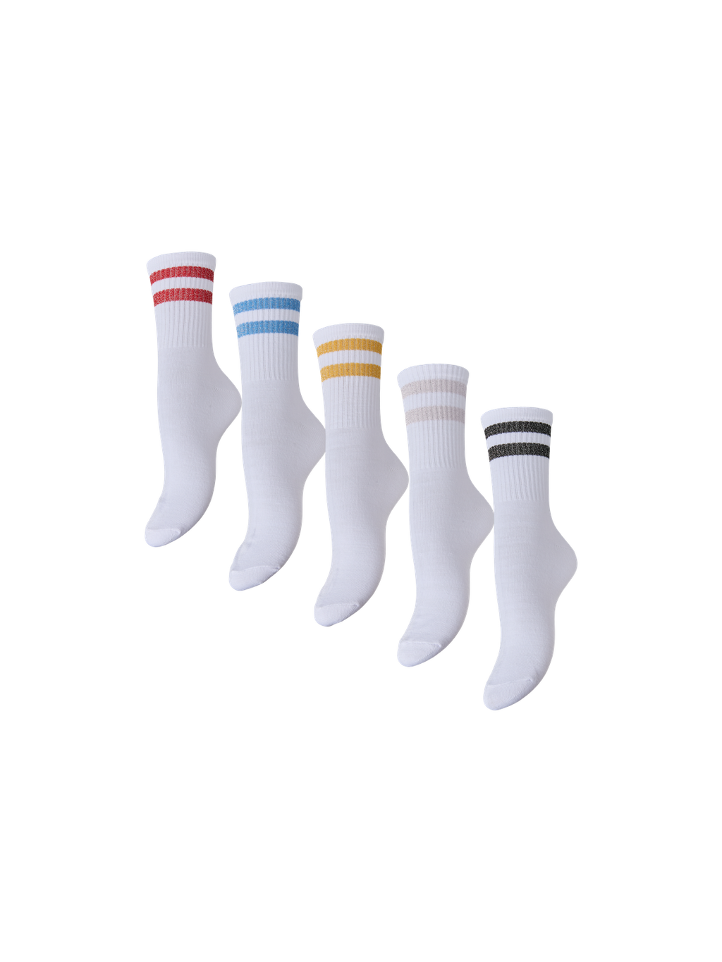 Medias Cally Lurex Stripe Pack de 5 - Bright White