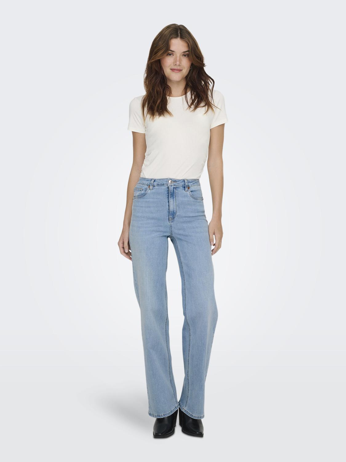 Jean Wide Leg Juicy-Wauw Tiro Alto - Light Blue Denim