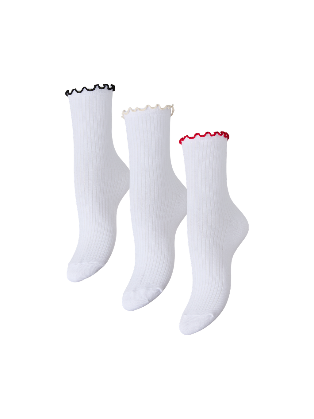 Medias Afia Contrast Frill Pack de 3 - Bright White