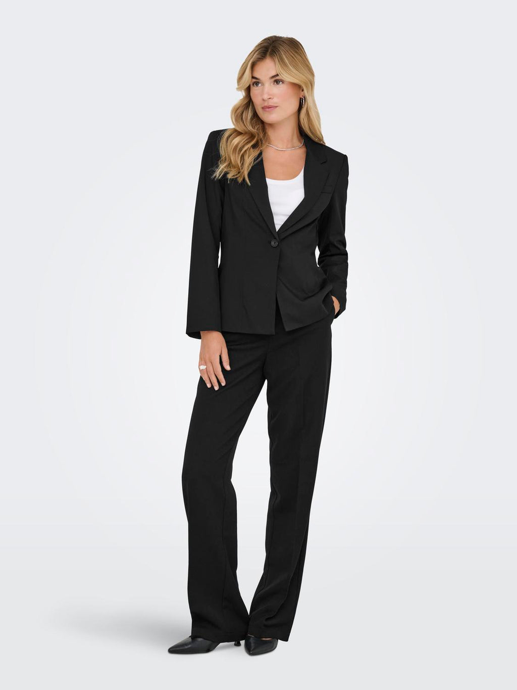 Pantalón Straight Hattie-Lana Tiro Alto W Mel - Black