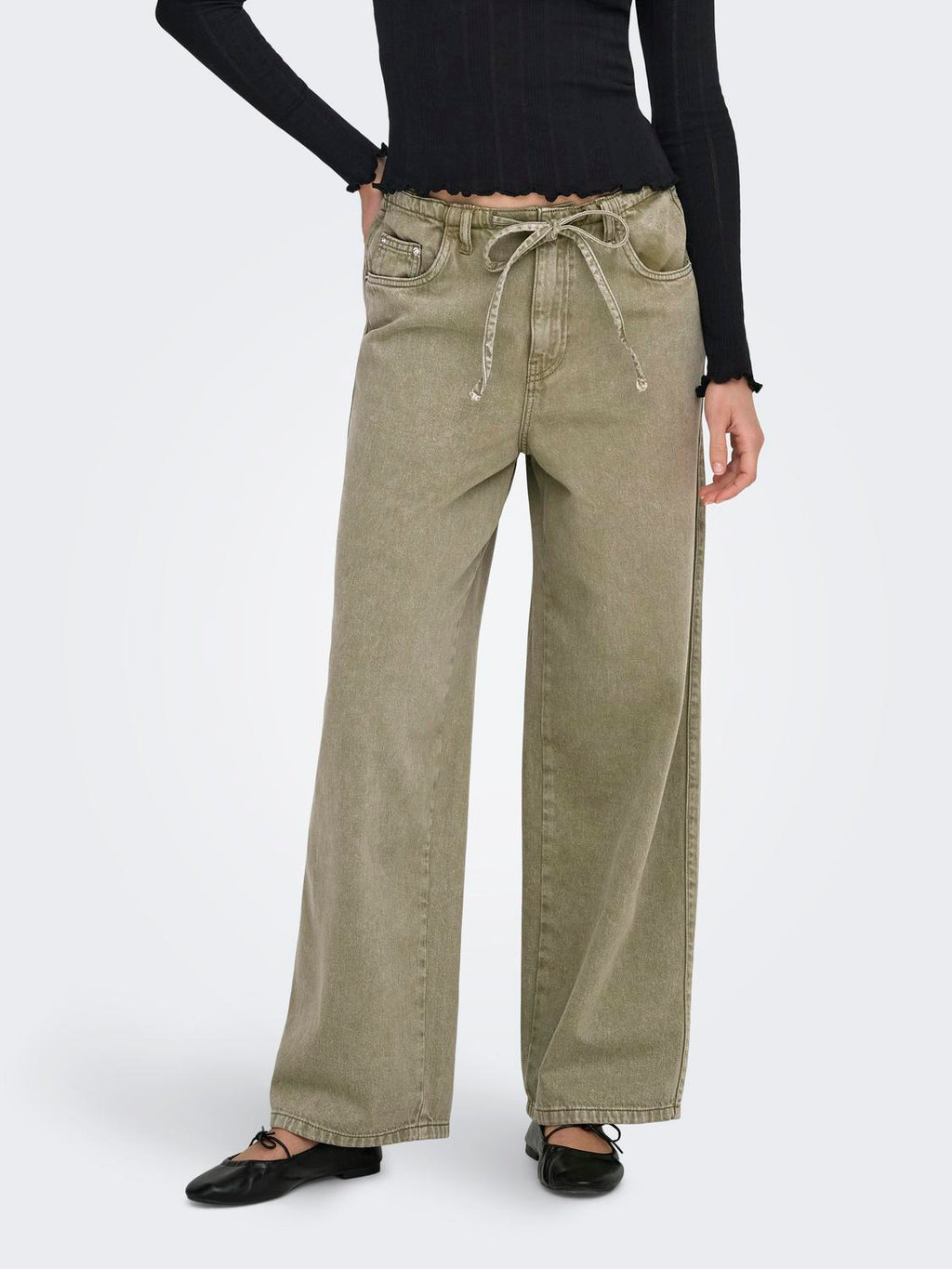 Pantalón Loose Tory Tiro Medio - Smokey Olive