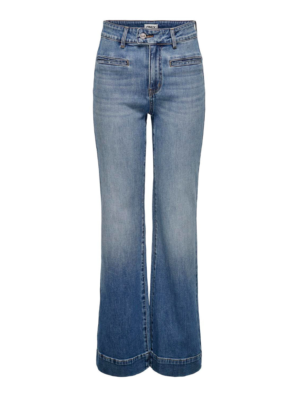 Jean Wide Leg Juicy Tiro Alto - Medium Blue Denim