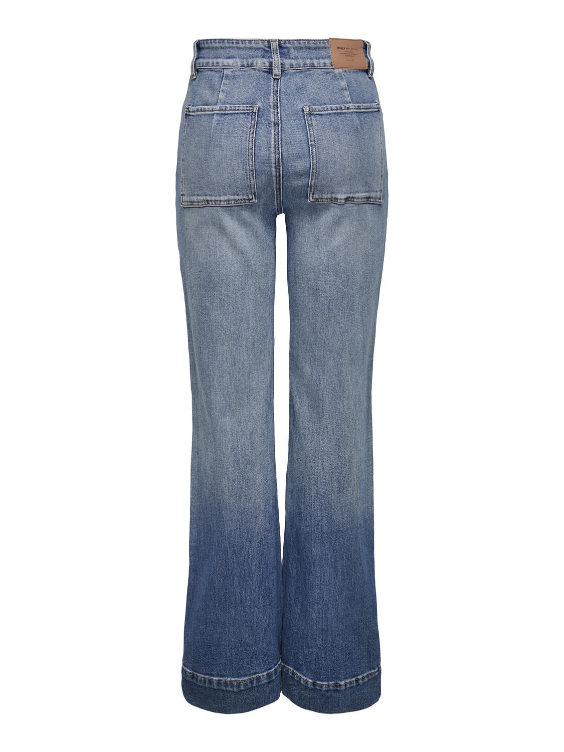 Jean Wide Leg Juicy Tiro Alto - Medium Blue Denim