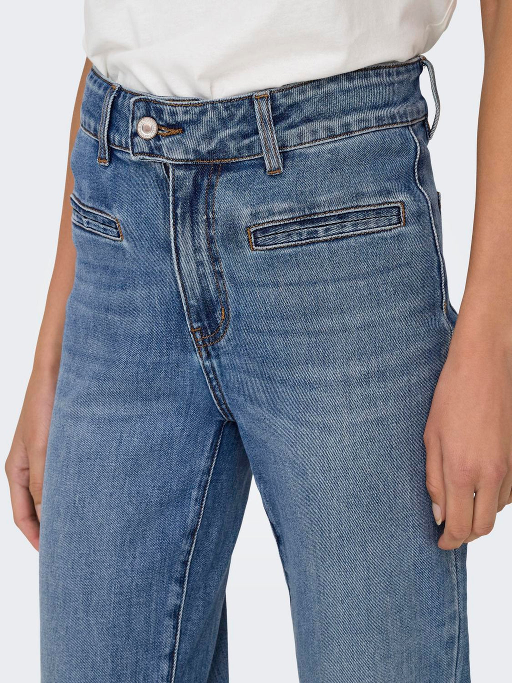 Jean Wide Leg Juicy Tiro Alto - Medium Blue Denim