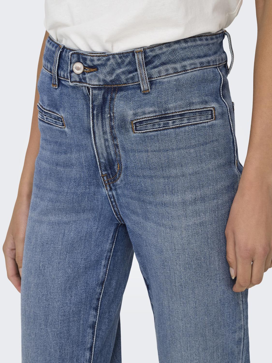 Jean Wide Leg Juicy Tiro Alto - Medium Blue Denim