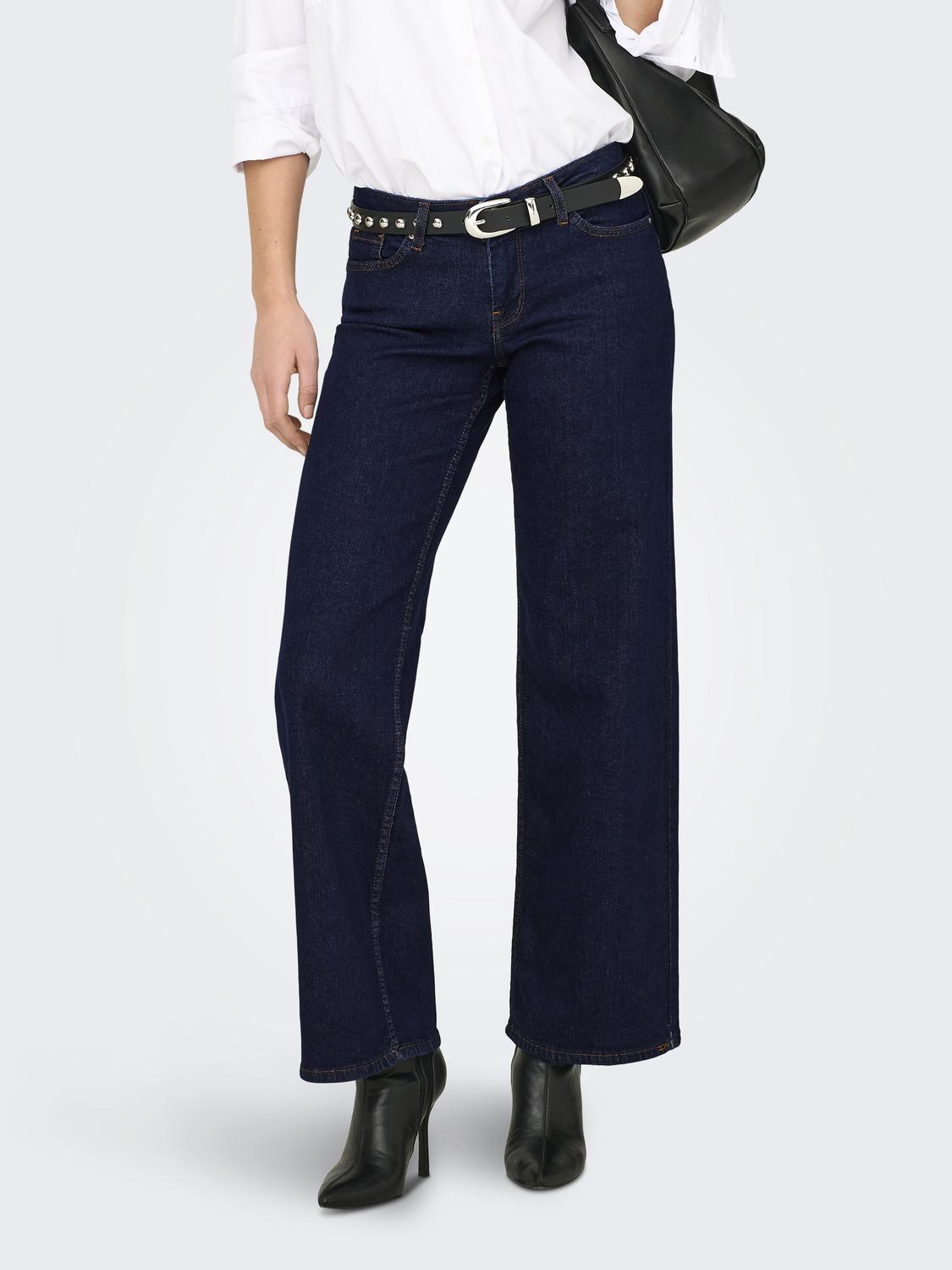 Jean Wide Leg Judy-O Tiro Bajo - Dark Blue Denim