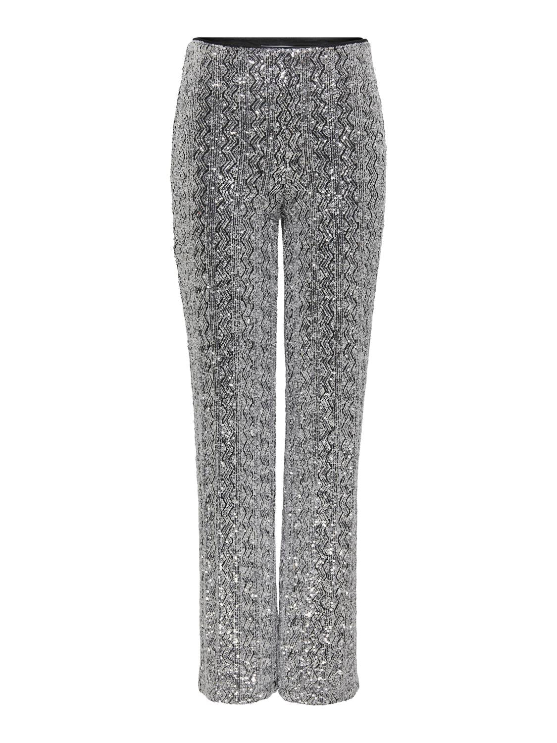 Pantalón Straight Flavy Tiro Alto - Silver