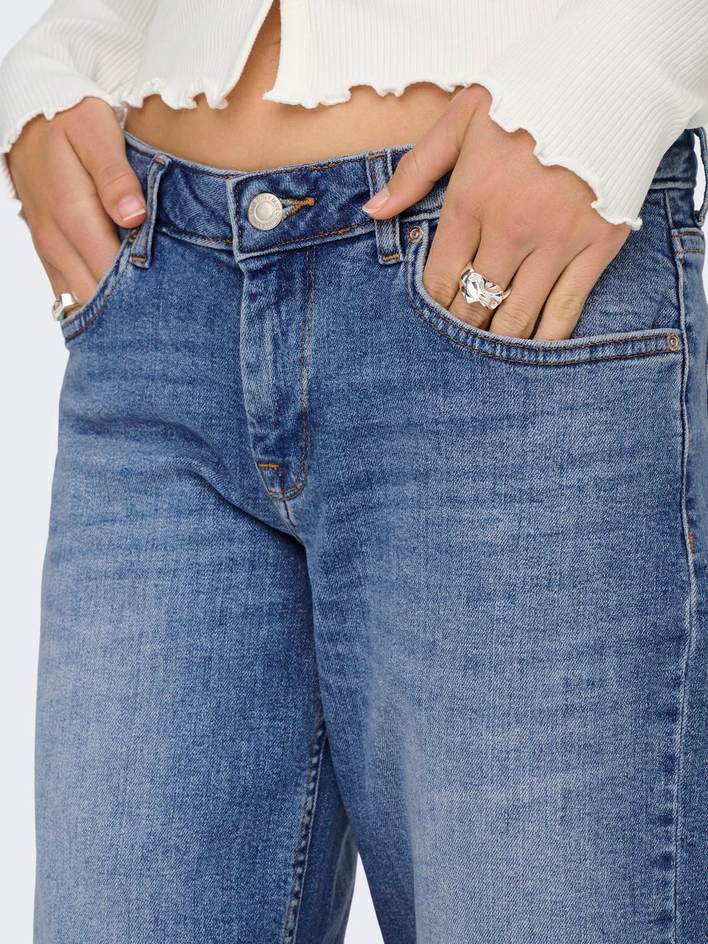 Jean Wide Leg Judy-O Tiro Bajo - Medium Blue Denim