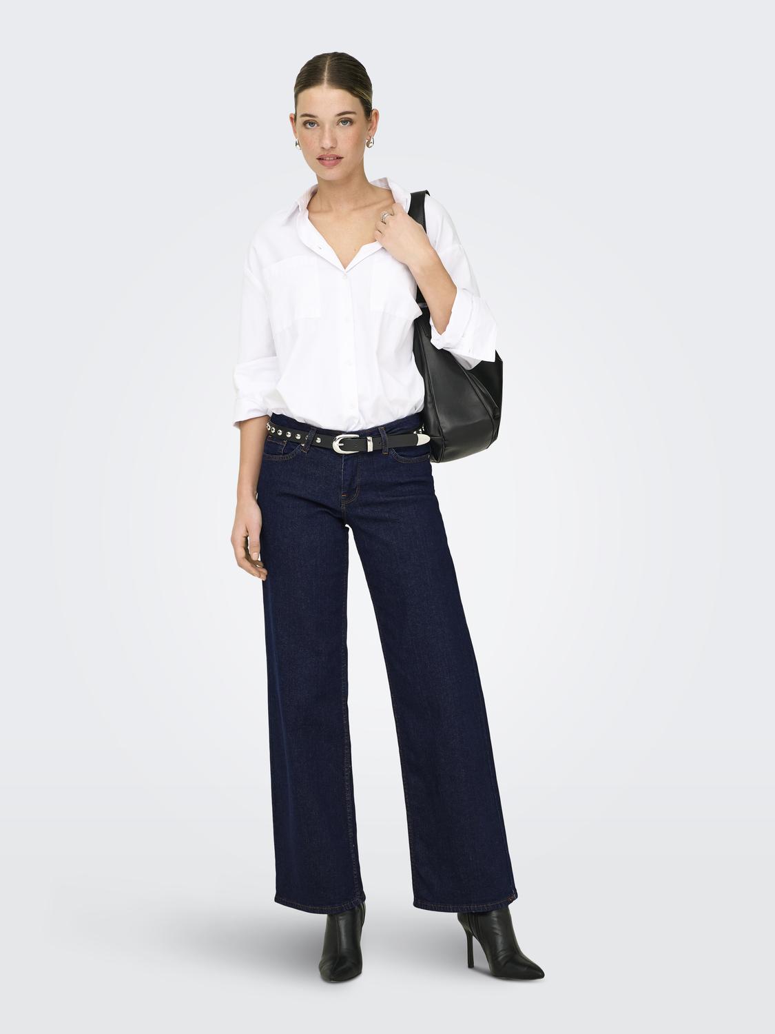 Jean Wide Leg Judy-O Tiro Bajo - Dark Blue Denim