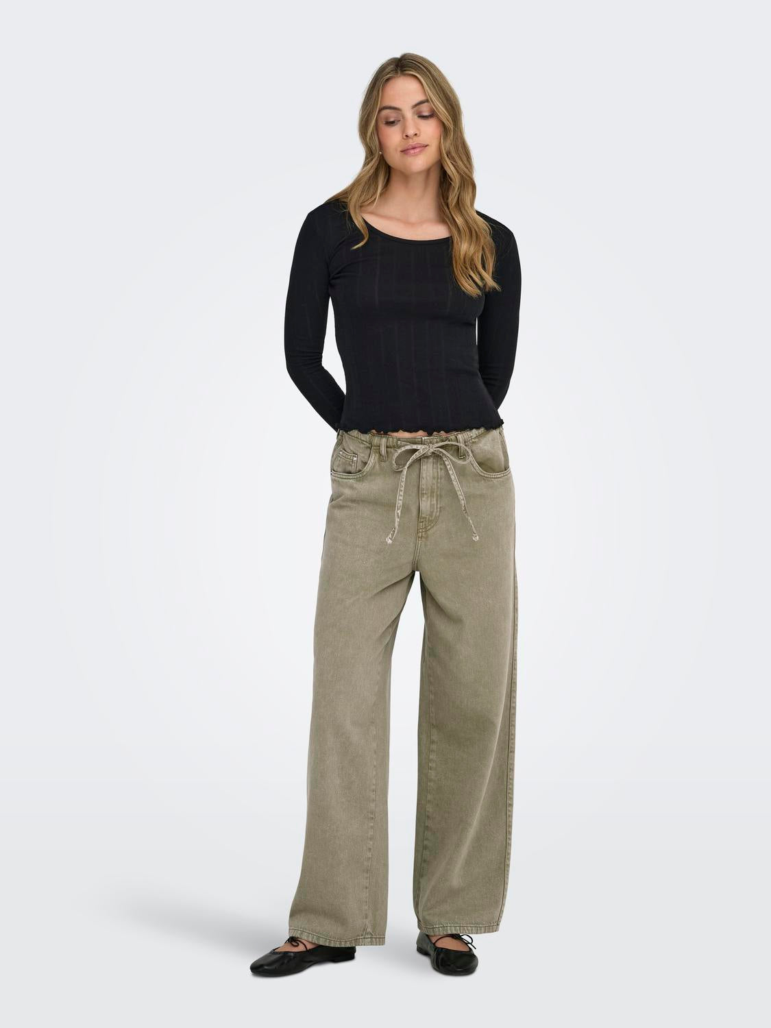 Pantalón Loose Tory Tiro Medio - Smokey Olive