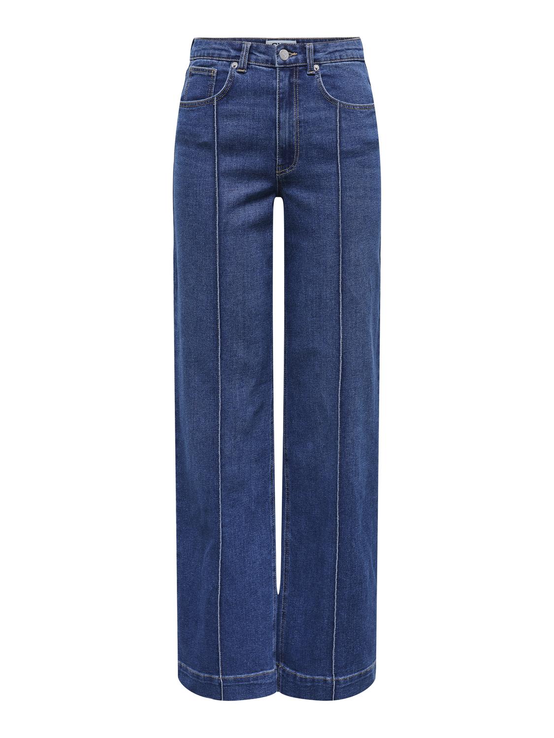 Jean Wide Leg Juicy Tiro Alto - Medium Blue Denim