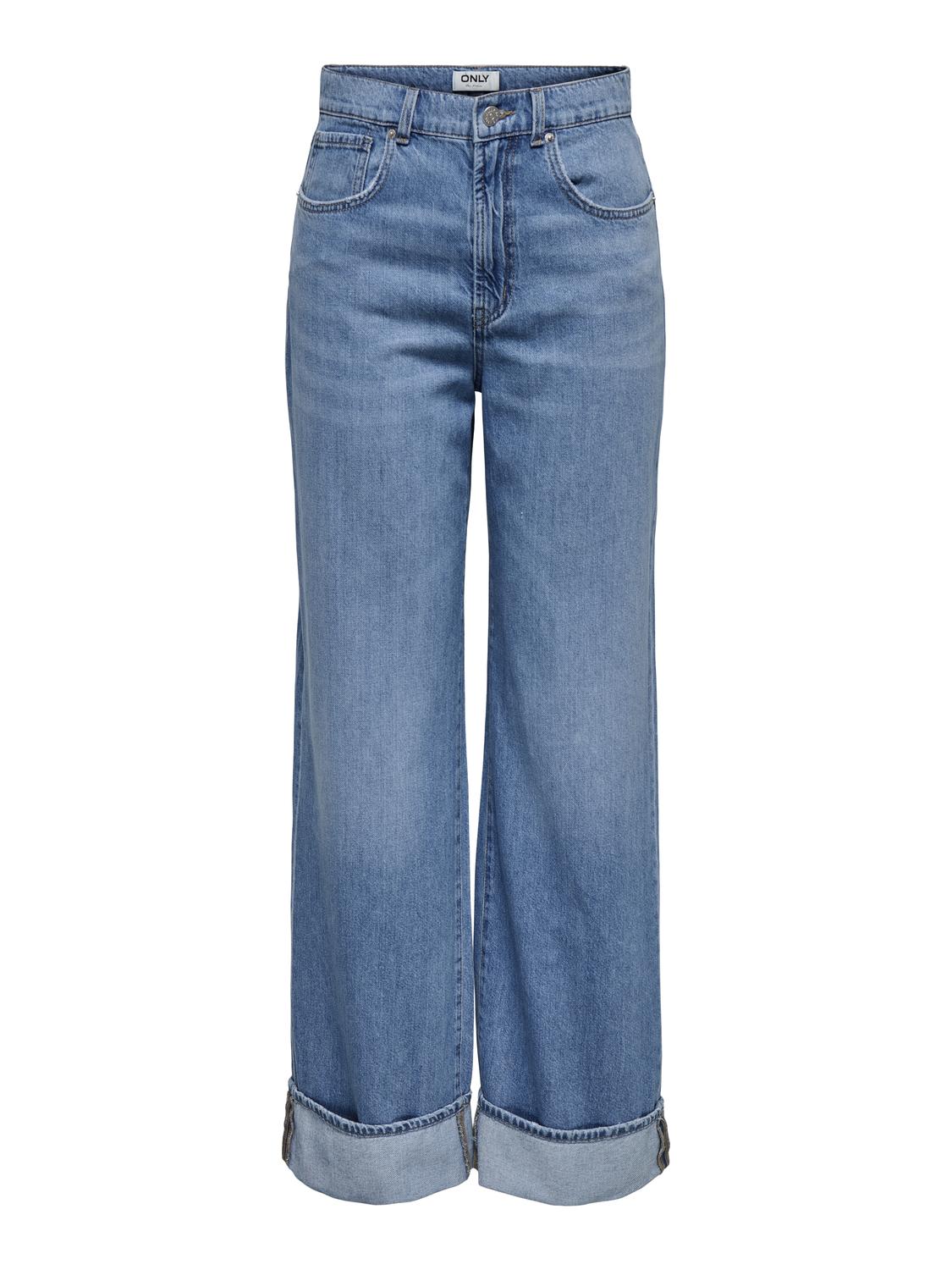 Jean Wide Leg Hope Tiro Alto - Medium Blue Denim