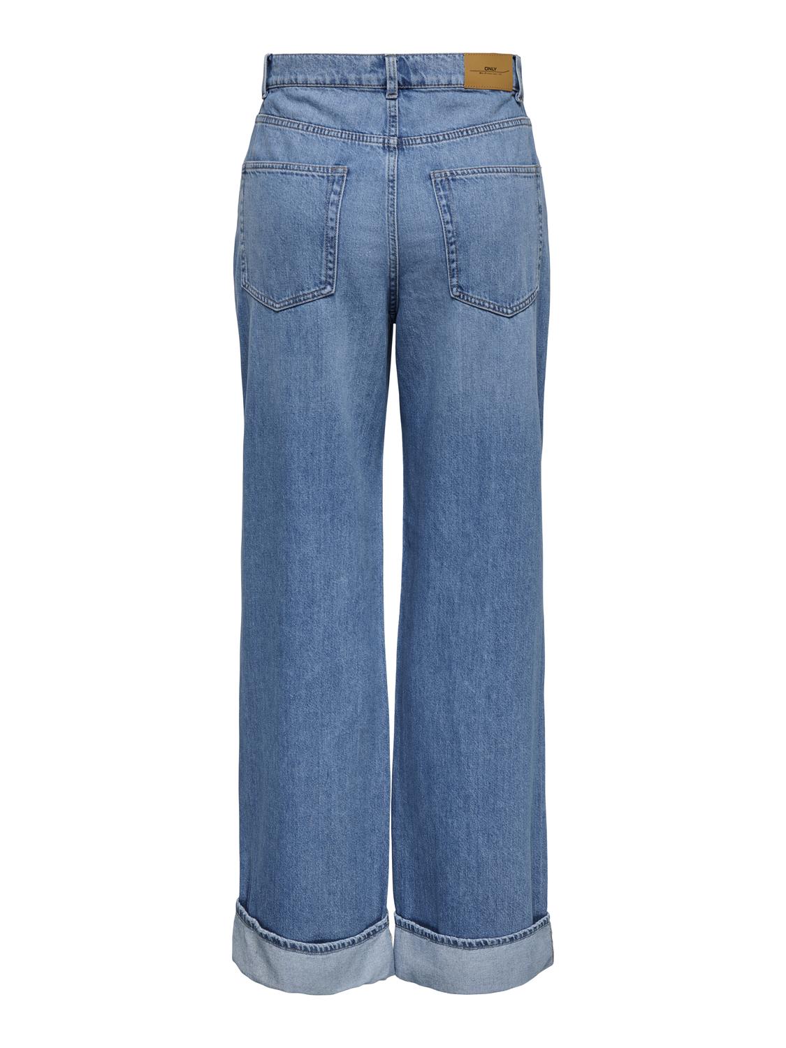 Jean Wide Leg Hope Tiro Alto - Medium Blue Denim