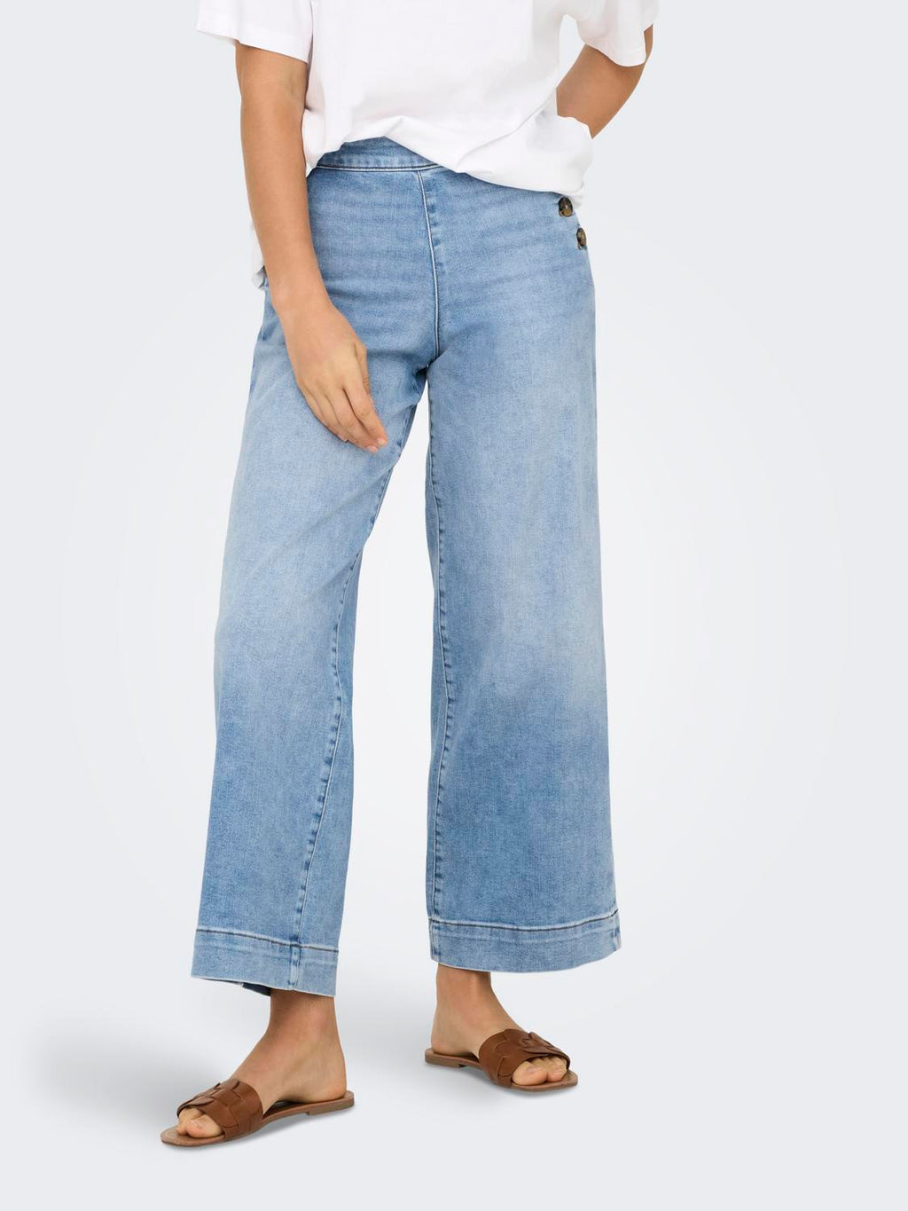 Jean Wide Leg Madison Tiro Alto - Light Blue Denim