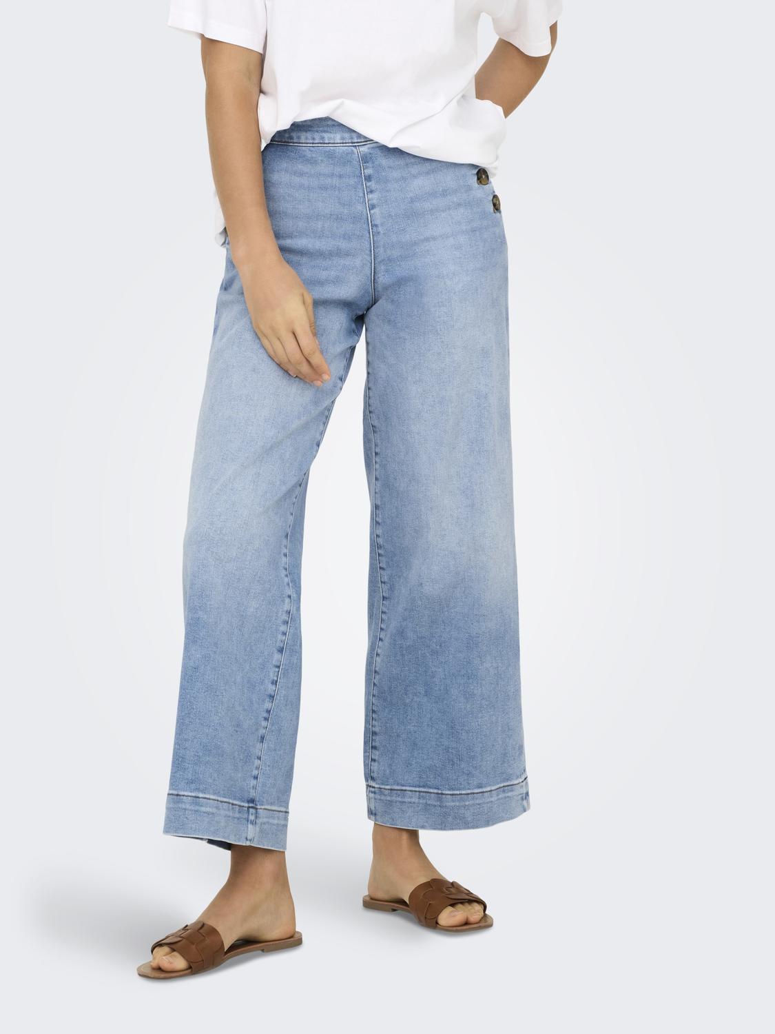 Jean Wide Leg Madison Tiro Alto - Light Blue Denim