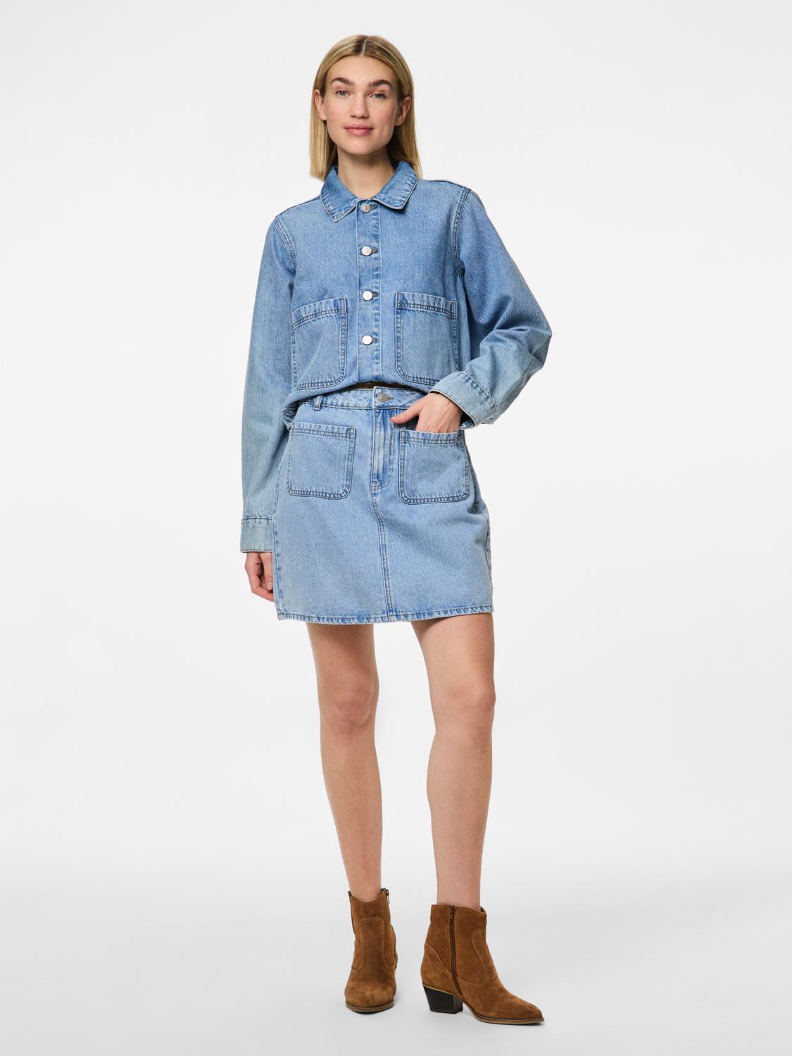 Pollera de Jean Mini - Light Blue Denim