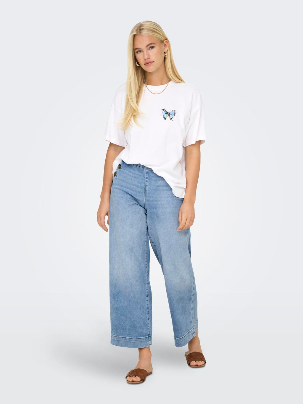 Jean Wide Leg Madison Tiro Alto - Light Blue Denim