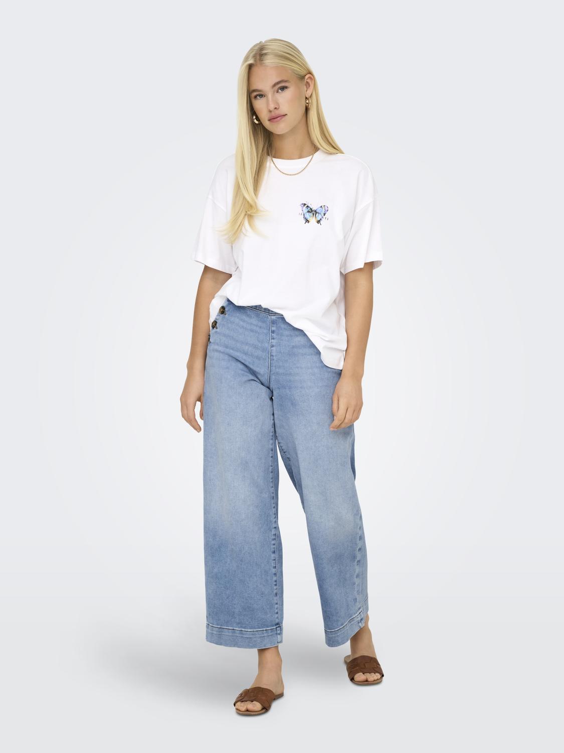 Jean Wide Leg Madison Tiro Alto - Light Blue Denim